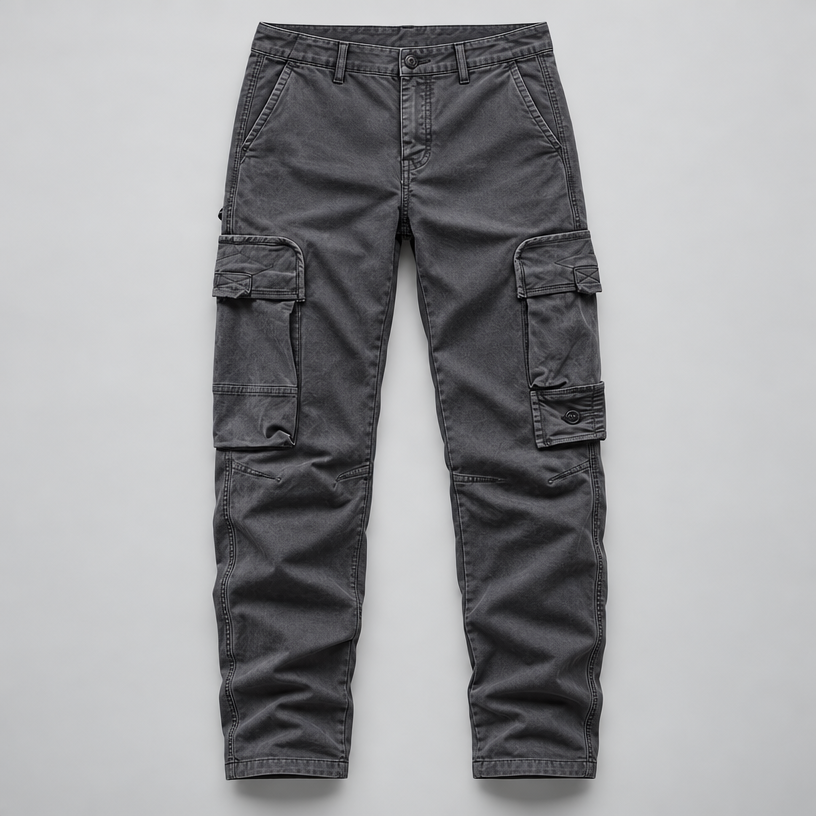 Herren Straight-Fit Cargohose aus Baumwolle mit Cargotaschen — Grau