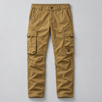 Herren Straight-Fit Cargohose aus Baumwolle mit Cargotaschen — Camel
