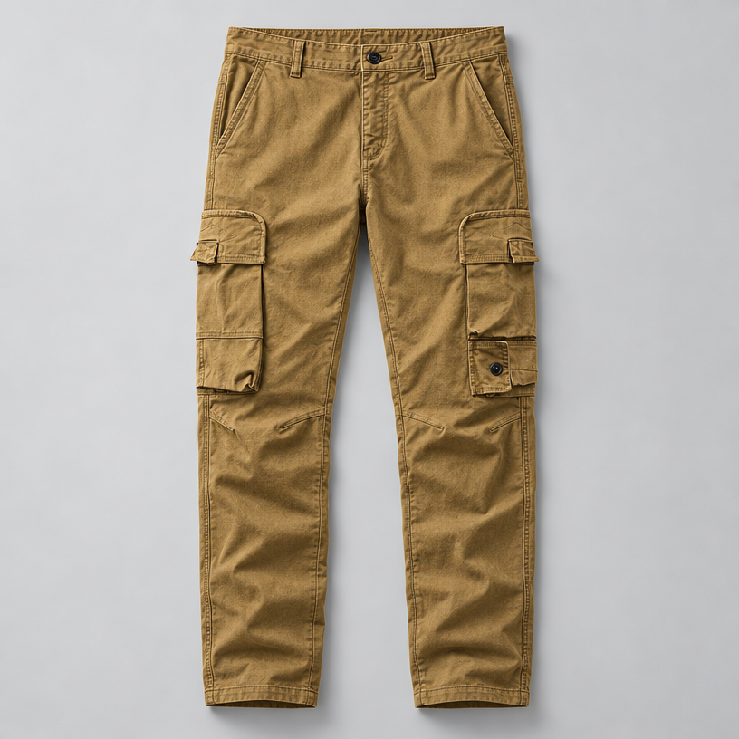 Herren Straight-Fit Cargohose aus Baumwolle mit Cargotaschen — Camel