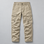 Herren Straight-Fit Cargohose aus Baumwolle mit Cargotaschen — Khaki