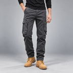 Herren Straight-Fit Cargohose aus Baumwolle mit Cargotaschen — Grau