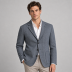 Herren Fischgrät-Sakko mit aufgesetzten Taschen – Relaxed Fit — Grau