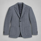 Herren Fischgrät-Sakko mit aufgesetzten Taschen – Relaxed Fit — Grau