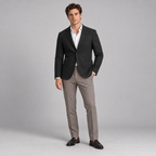 Herren Fischgrät-Sakko mit aufgesetzten Taschen – Relaxed Fit — Schwarz