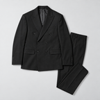 Herren Zweireihiger Anzug mit Spitzrevers – Slim Fit — Schwarz