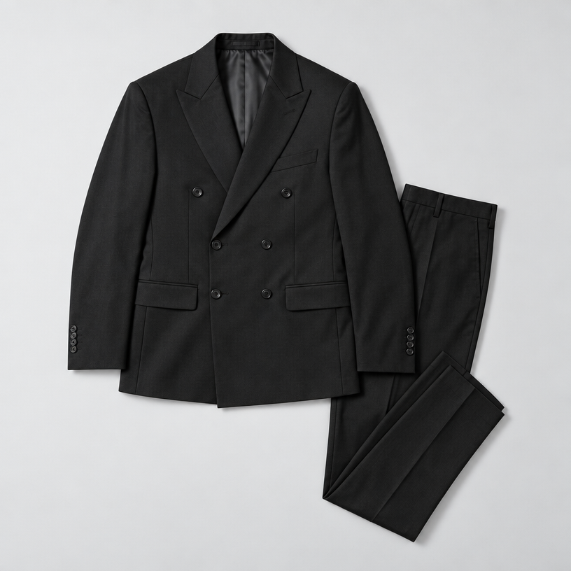 Herren Zweireihiger Anzug mit Spitzrevers – Slim Fit — Schwarz