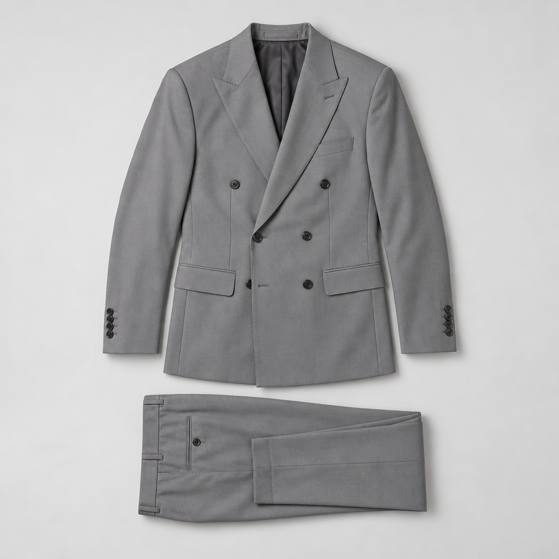 Herren Zweireihiger Anzug mit Spitzrevers – Slim Fit — Grau