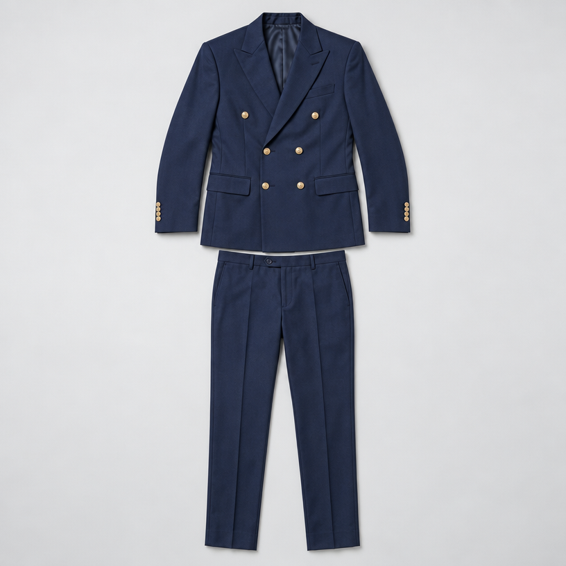 Herren Zweireihiger Anzug mit Spitzrevers – Slim Fit — Blau
