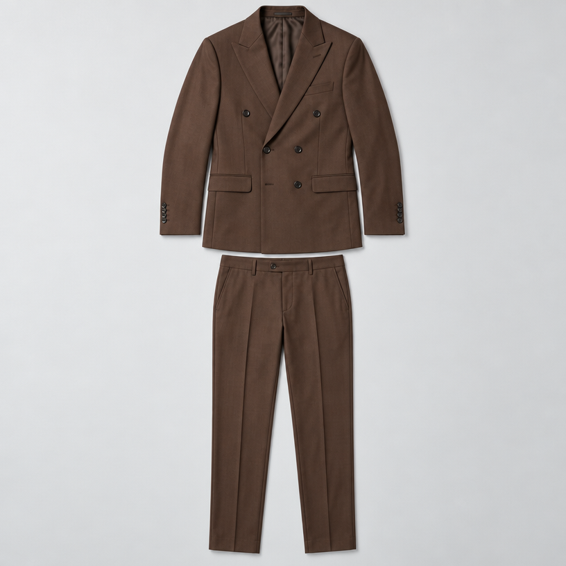 Herren Zweireihiger Anzug mit Spitzrevers – Slim Fit — Kaffee