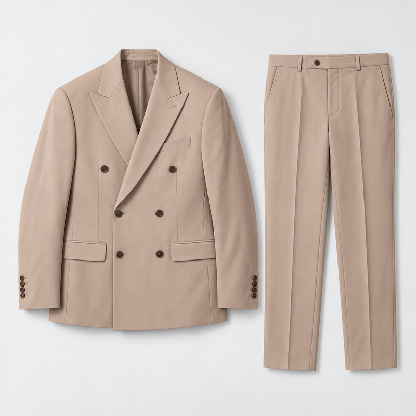 Herren Zweireihiger Anzug mit Spitzrevers – Slim Fit — Khaki