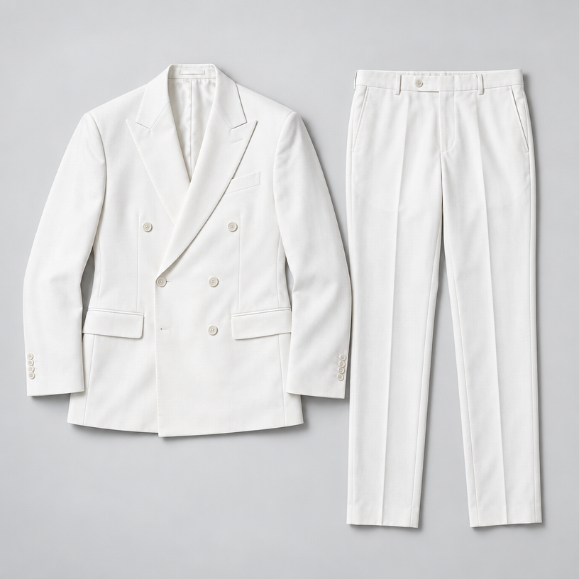 Herren Zweireihiger Anzug mit Spitzrevers – Slim Fit — Weiß