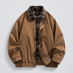 Herren Vintage-Harringtonjacke mit Karofutter – Relaxed Fit — Braun