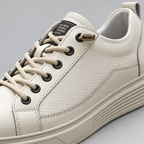 Herren Leder-Sneaker mit Komfortsohle und Schnürung — Beige