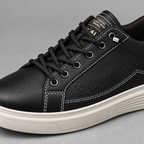 Herren Leder-Sneaker mit Komfortsohle und Schnürung — Schwarz