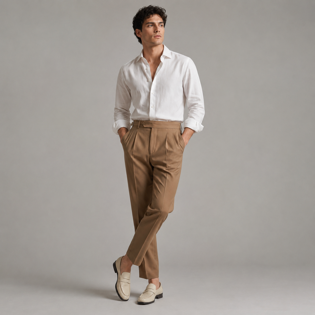 Herren Bundfaltenhose mit geradem Bein – Regular Fit