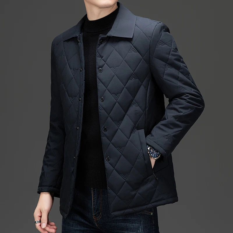 Herren Rauten-Steppjacke mit Umlegekragen – Regular Fit