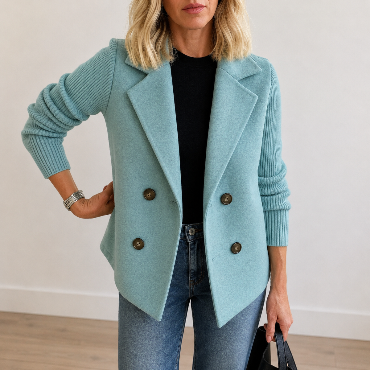 Damen Strickblazer mit Reverskragen – Regular Fit