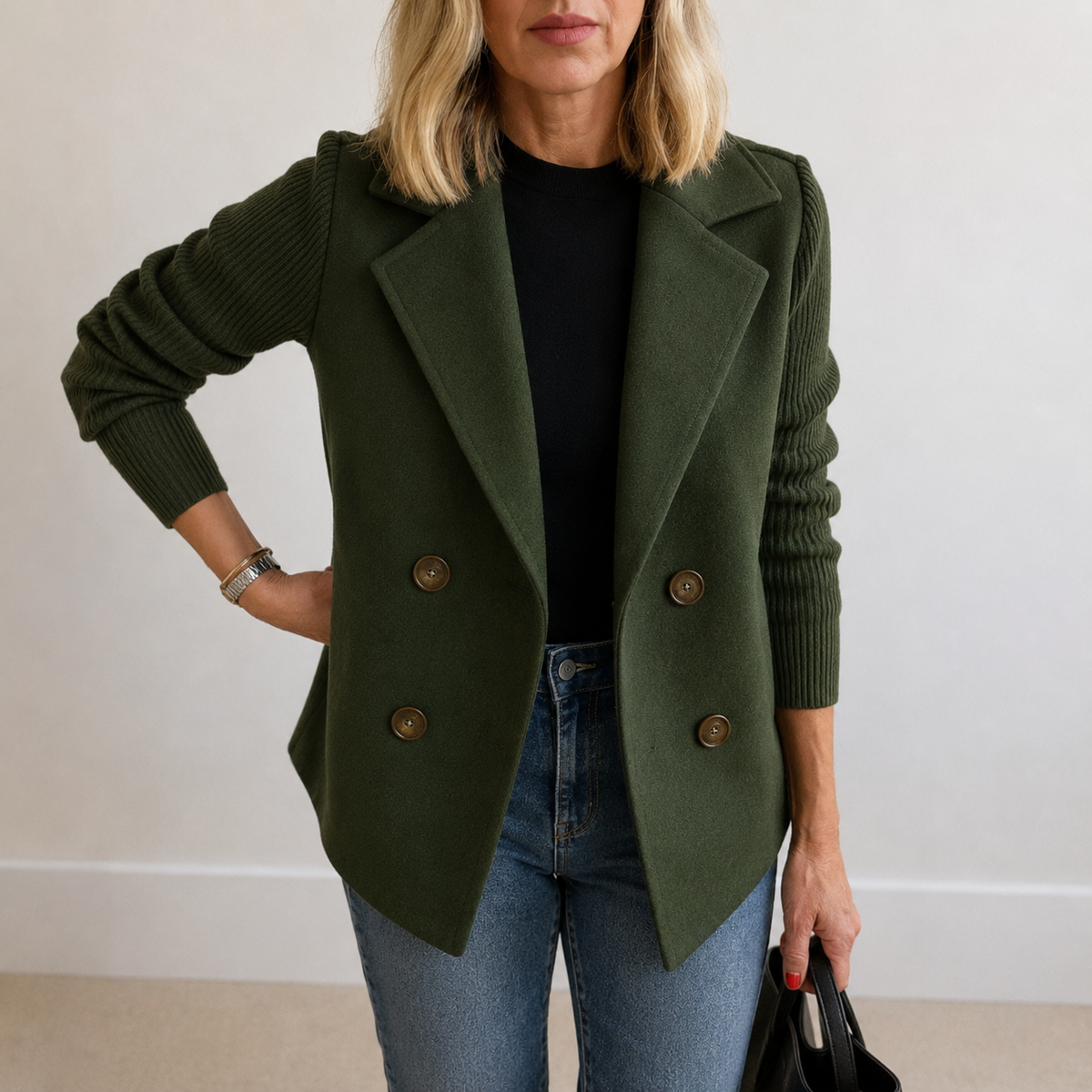 Damen Strickblazer mit Reverskragen – Regular Fit