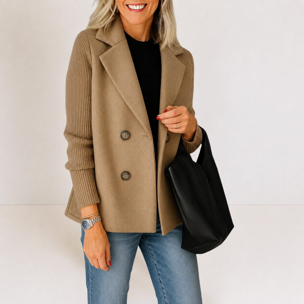 Damen Strickblazer mit Reverskragen – Regular Fit