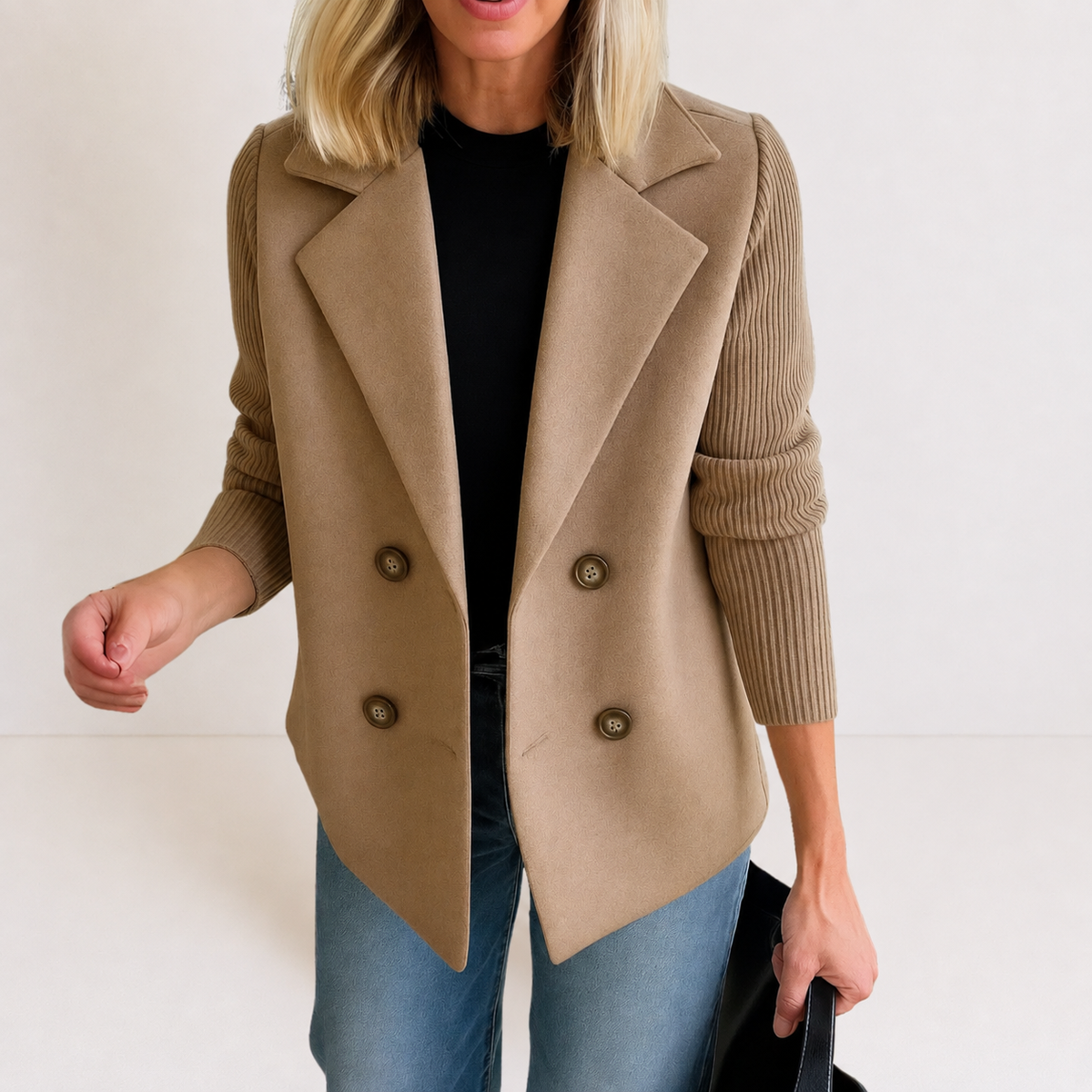 Damen Strickblazer mit Reverskragen – Regular Fit