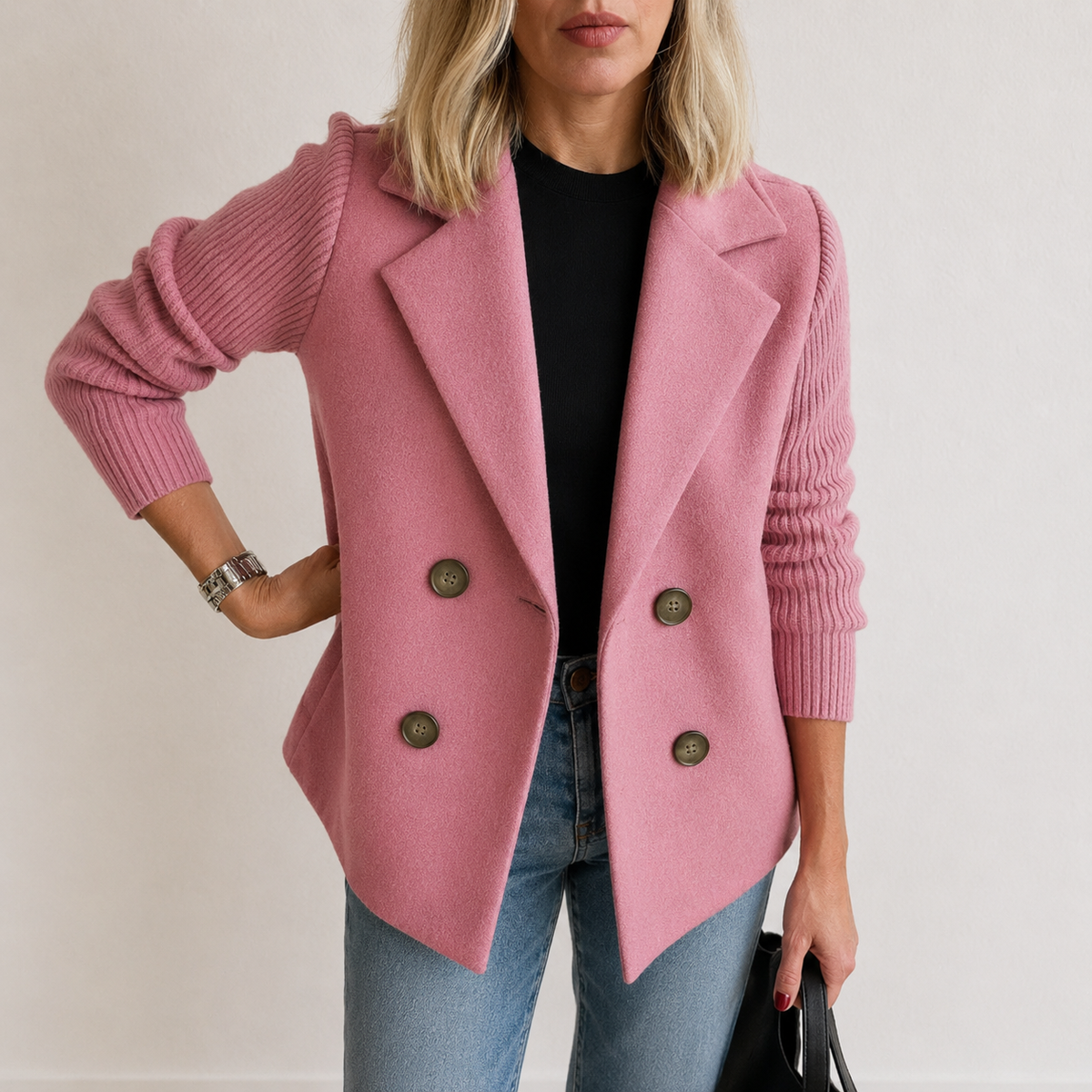 Damen Strickblazer mit Reverskragen – Regular Fit