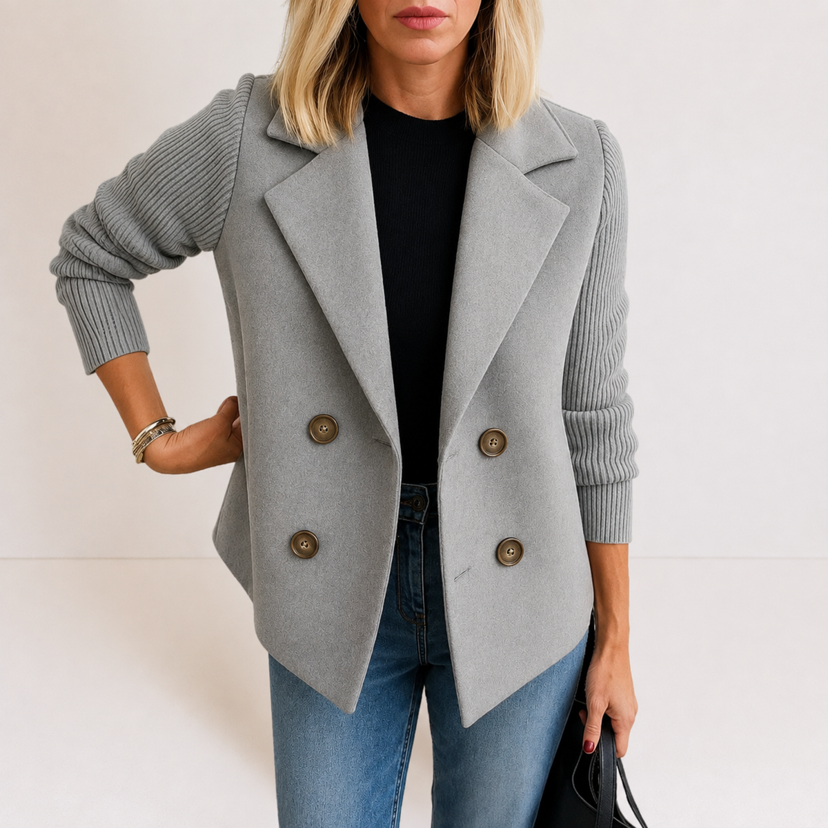 Damen Strickblazer mit Reverskragen – Regular Fit