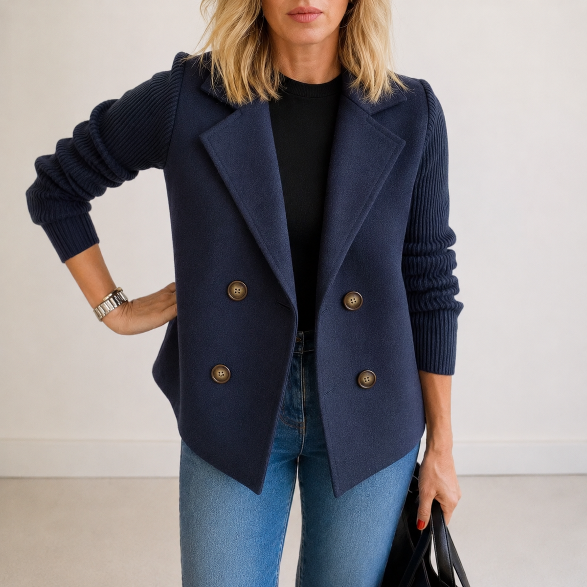 Damen Strickblazer mit Reverskragen – Regular Fit