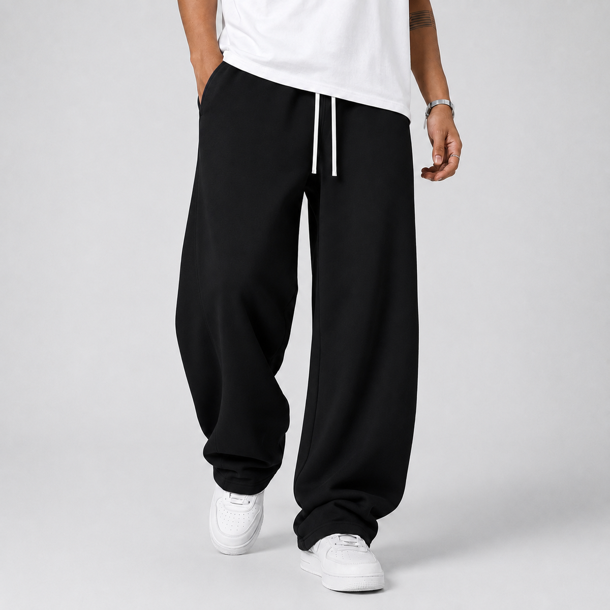 Herren Baggy-Jogginghose mit elastischem Bund und Kordelzug