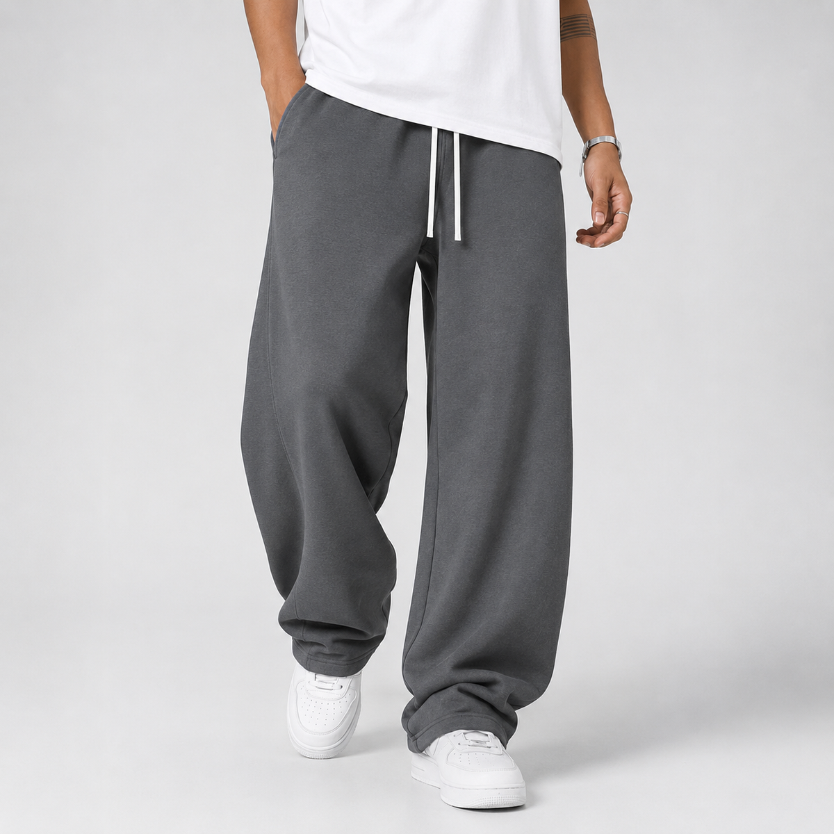 Herren Baggy-Jogginghose mit elastischem Bund und Kordelzug