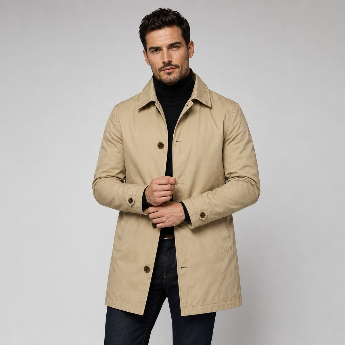 Herren Kurzmantel mit Knopfleiste – Regular Fit