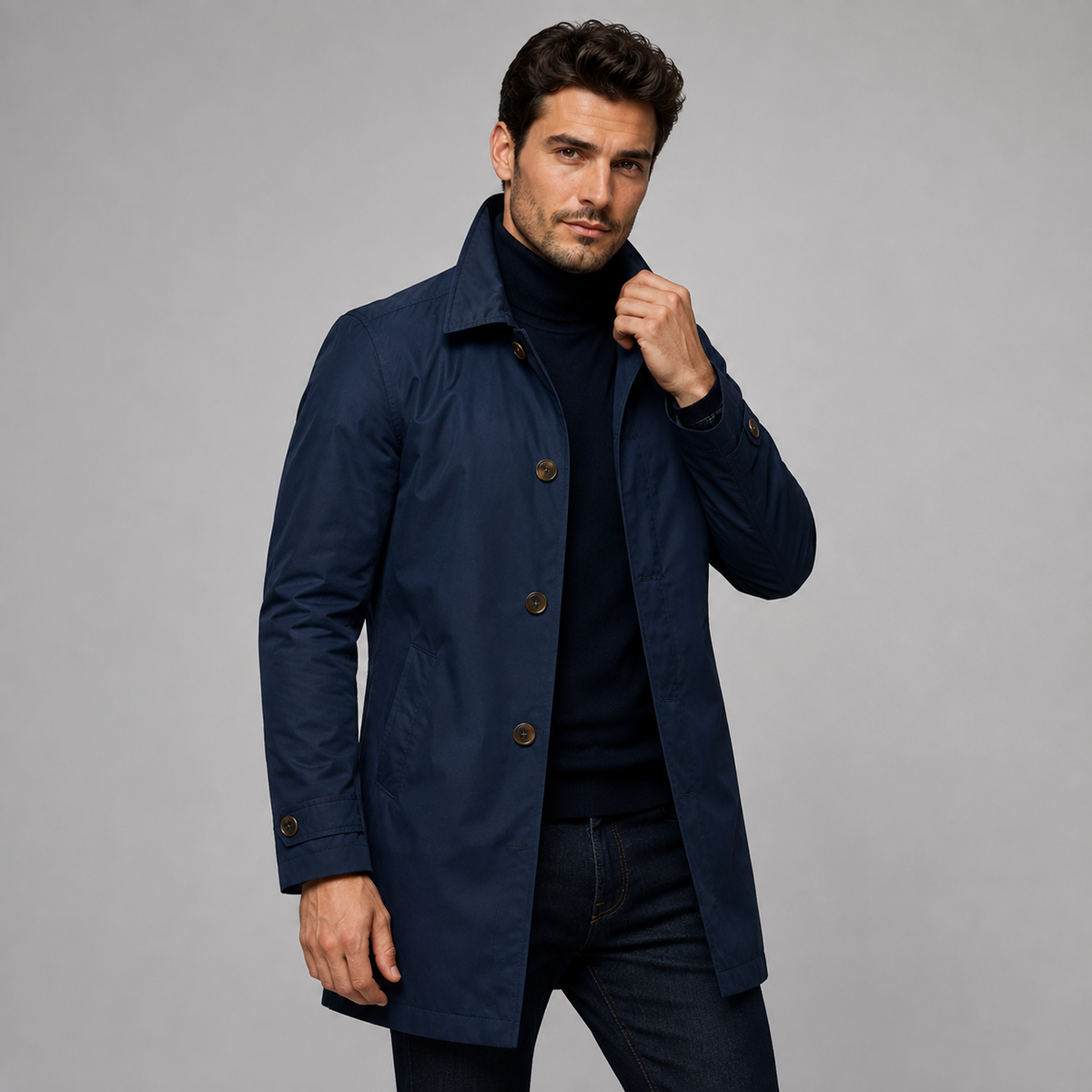 Herren Kurzmantel mit Knopfleiste – Regular Fit
