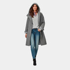Damen Langer Wollmantel mit Kapuze – Relaxed Fit