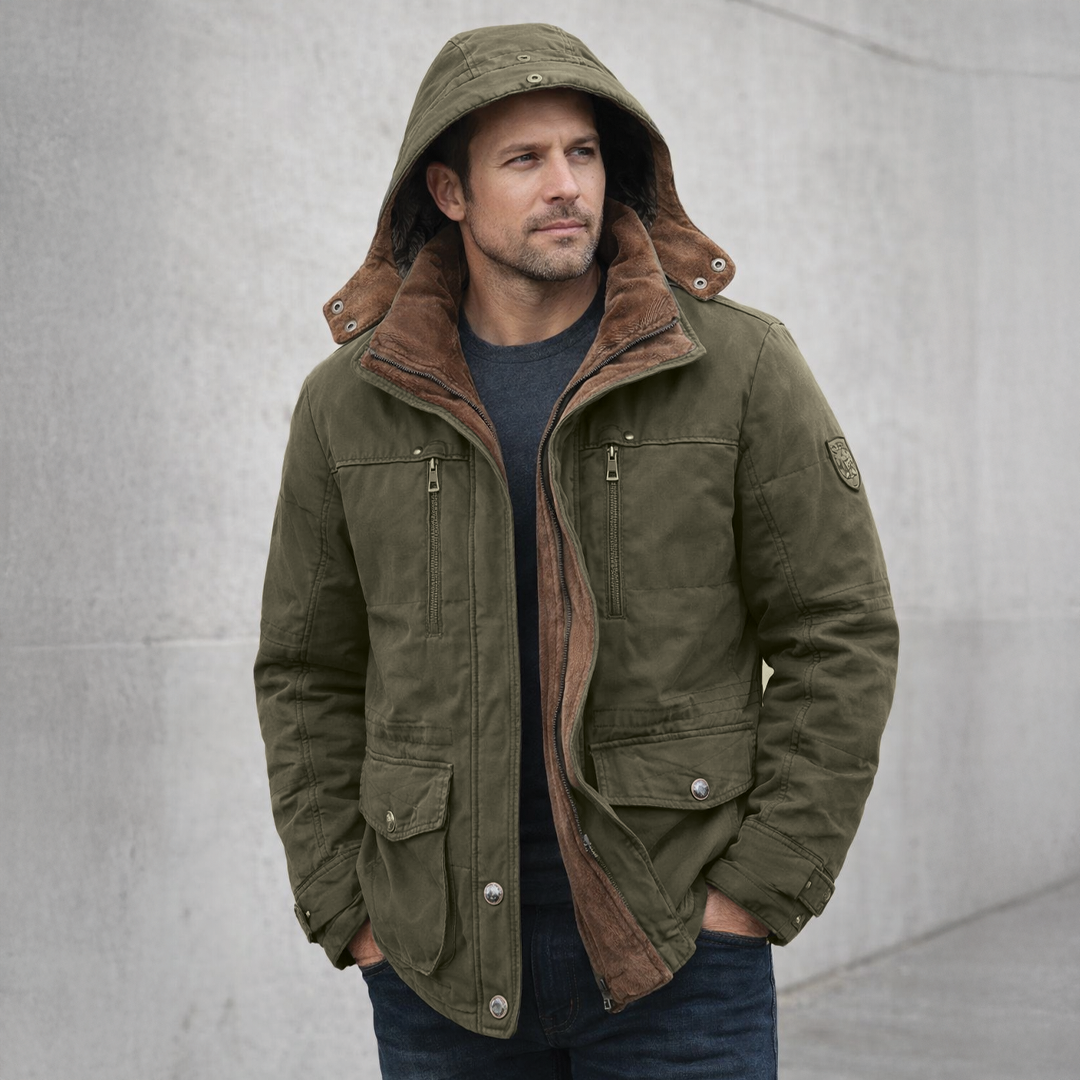 Herren Wasserdichte Winterjacke – Fleecegefüttert, Kapuze und Outdoor-Design