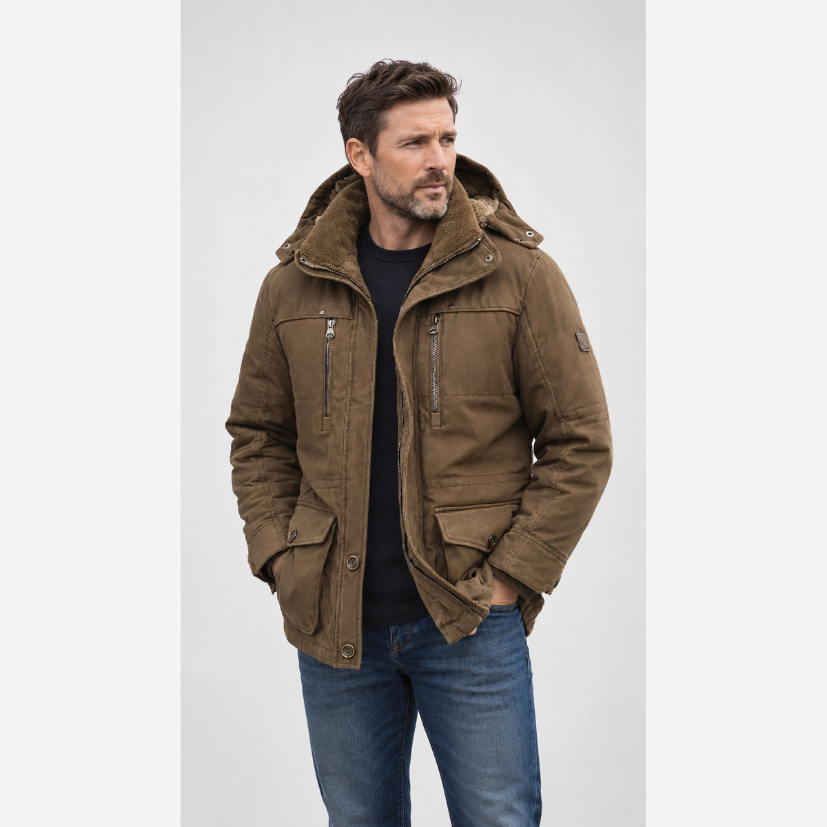Herren Wasserdichte Winterjacke – Fleecegefüttert, Kapuze und Outdoor-Design