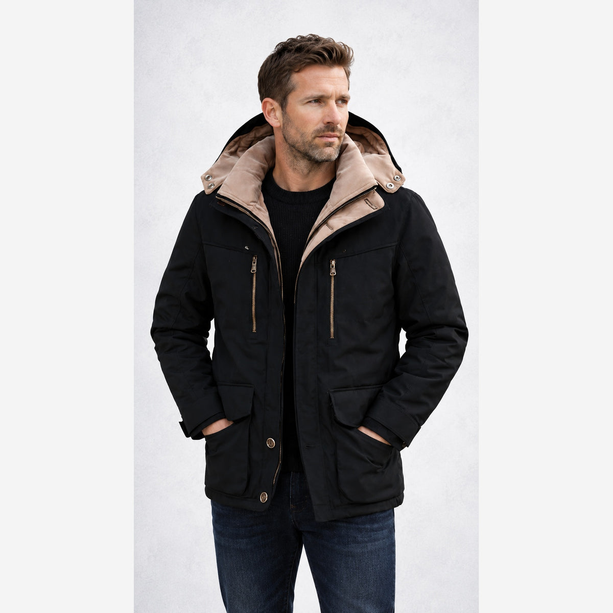 Herren Wasserdichte Winterjacke – Fleecegefüttert, Kapuze und Outdoor-Design