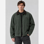 Herren Canvas-Barnjacke – Cordkragen, Regular Fit