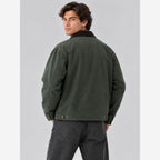 Herren Canvas-Barnjacke – Cordkragen, Regular Fit