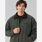 Herren Canvas-Barnjacke – Cordkragen, Regular Fit