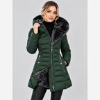 Damen Winterjacke Slim Fit Lange Steppjacke Kapuze