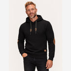 Herren Stepphoodie Regular Fit Ellbogenpatches Wildlederoptik