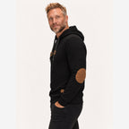 Herren Stepphoodie Regular Fit Ellbogenpatches Wildlederoptik