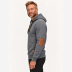 Herren Stepphoodie Regular Fit Ellbogenpatches Wildlederoptik