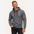 Herren Stepphoodie Regular Fit Ellbogenpatches Wildlederoptik
