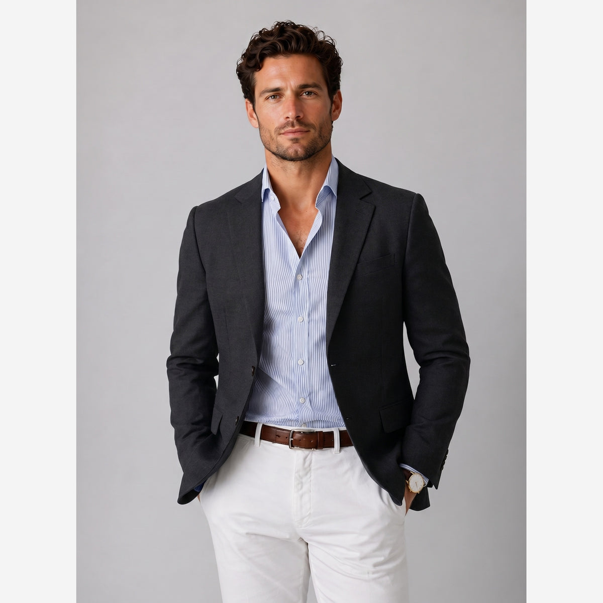 Herren Sakko Strickblazer Tailored Fit Casual