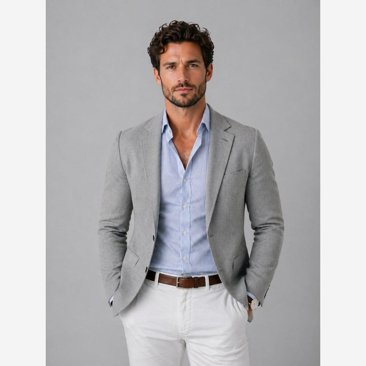 Herren Sakko Strickblazer Tailored Fit Casual
