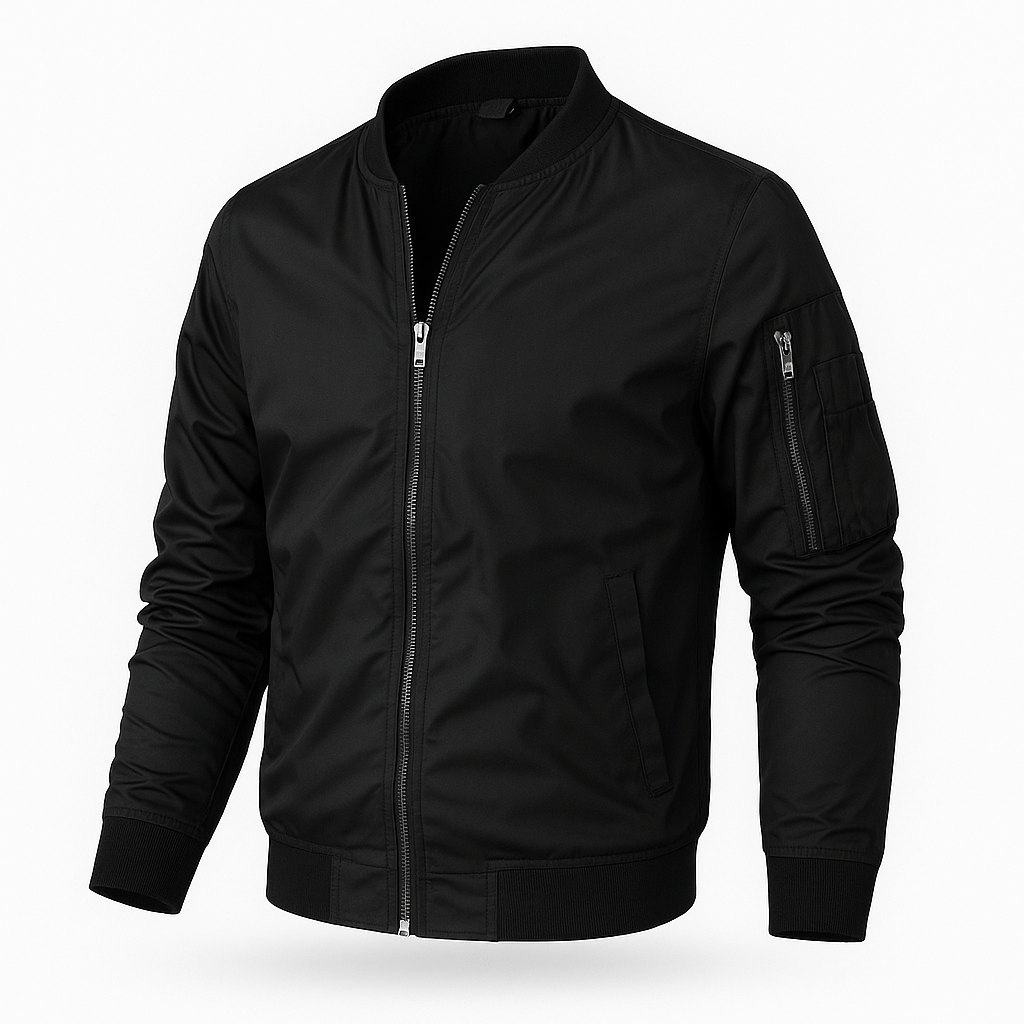 Herren Bomberjacke Leicht Regular Fit Rippkragen Seitentaschen