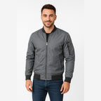 Herren Bomberjacke Leicht Regular Fit Rippkragen Seitentaschen