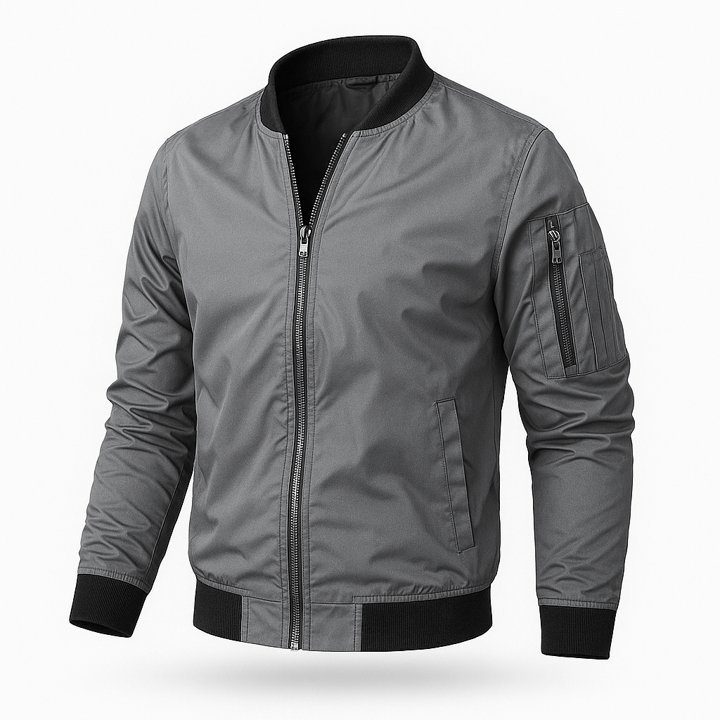 Herren Bomberjacke Leicht Regular Fit Rippkragen Seitentaschen