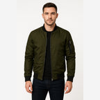 Herren Bomberjacke Leicht Regular Fit Rippkragen Seitentaschen