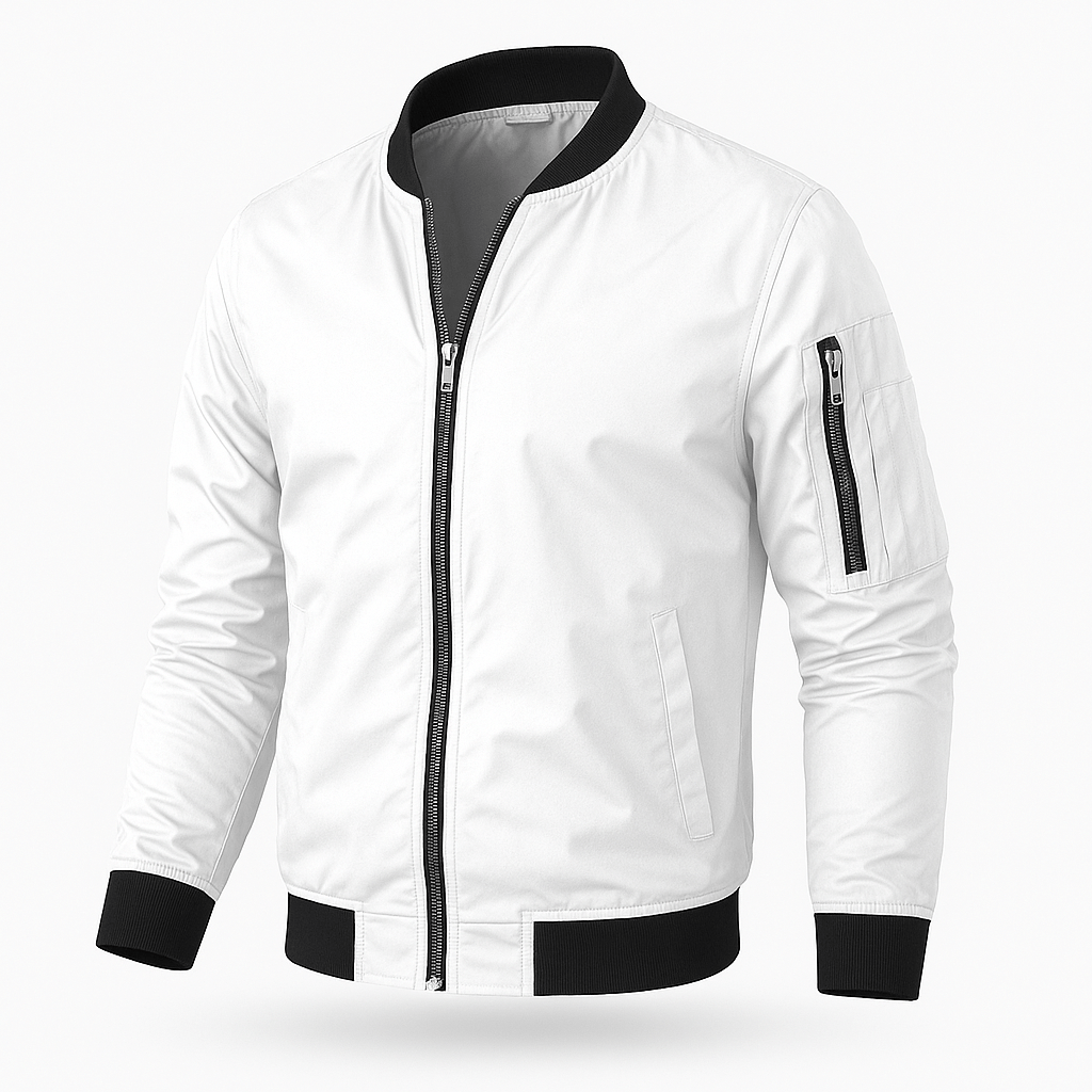 Herren Bomberjacke Leicht Regular Fit Rippkragen Seitentaschen